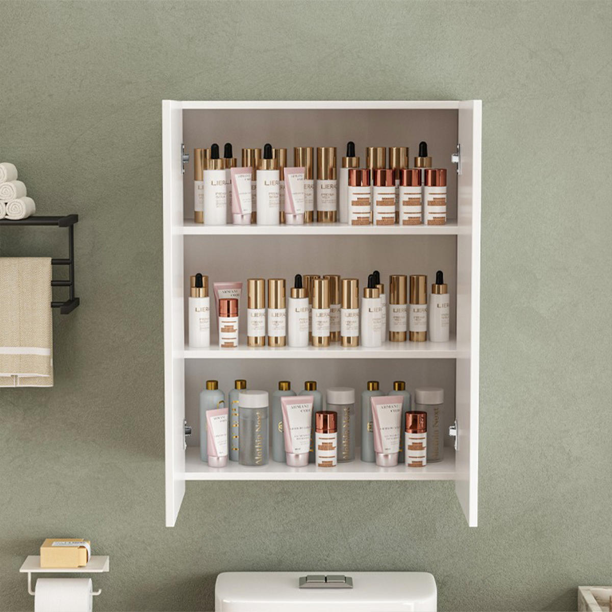 BADEZIMMERSCHRANK, weiß 60/30/80cm - Weiß, Holzwerkstoff (60/80/30cm)