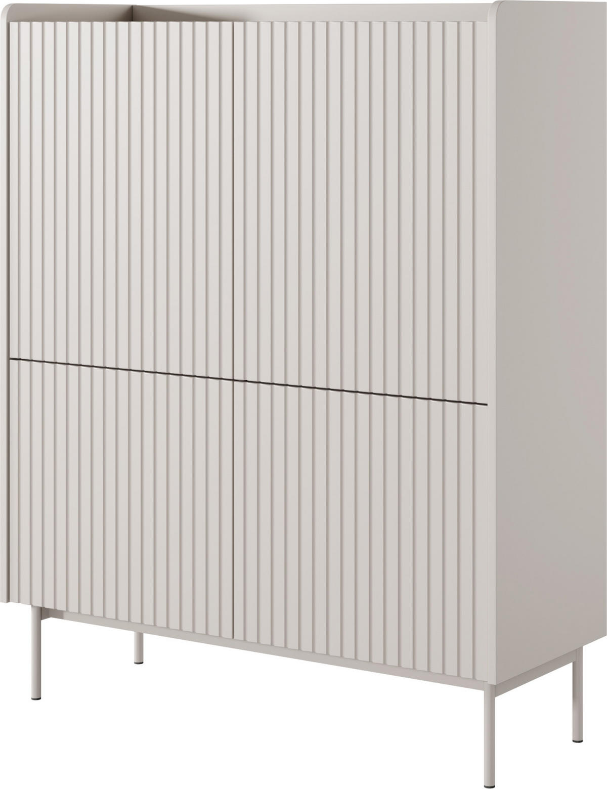 HIGHBOARD Nolle in Beige & Scandi Eiche 103/126/38 cm - Sandfarben/Beige, Holzwerkstoff/Metall (103.2/126.2/38cm) - WFL GROUP