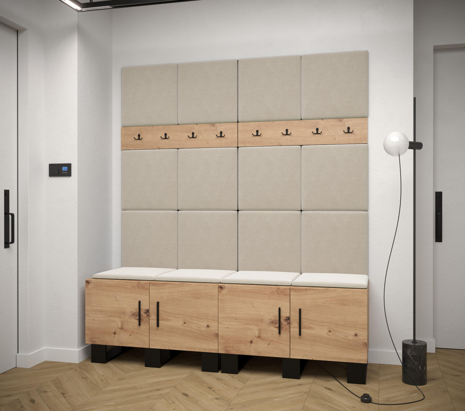 GARDEROBEN-SET 196/168/45,6 - Creme/Schwarz, Holz/Kunststoff (168/196/45.6cm) - Abiks Möbel