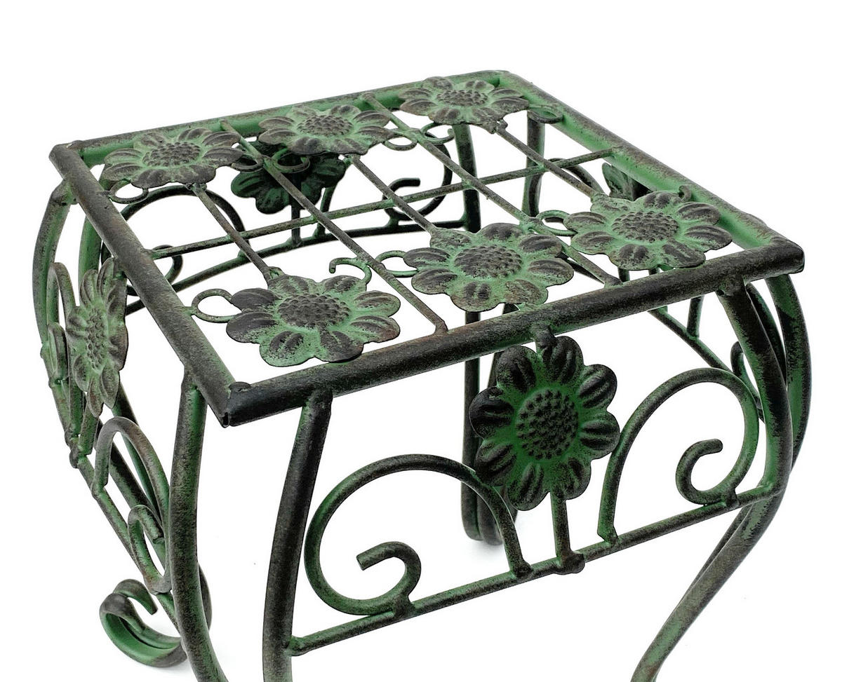 BLUMENHOCKER eckig Metall Grün 22,5/22,5/25,5 cm - Grün, Metall (22.5/25/22.5cm) - DanDiBo