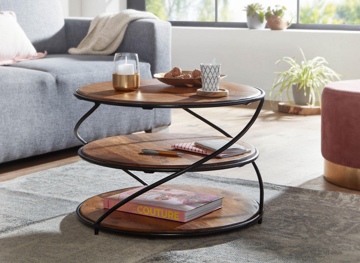 COUCHTISCH rund ENWER Wohnzimmertisch - Braun, Holz (58/58/40.5cm) - tinkaro