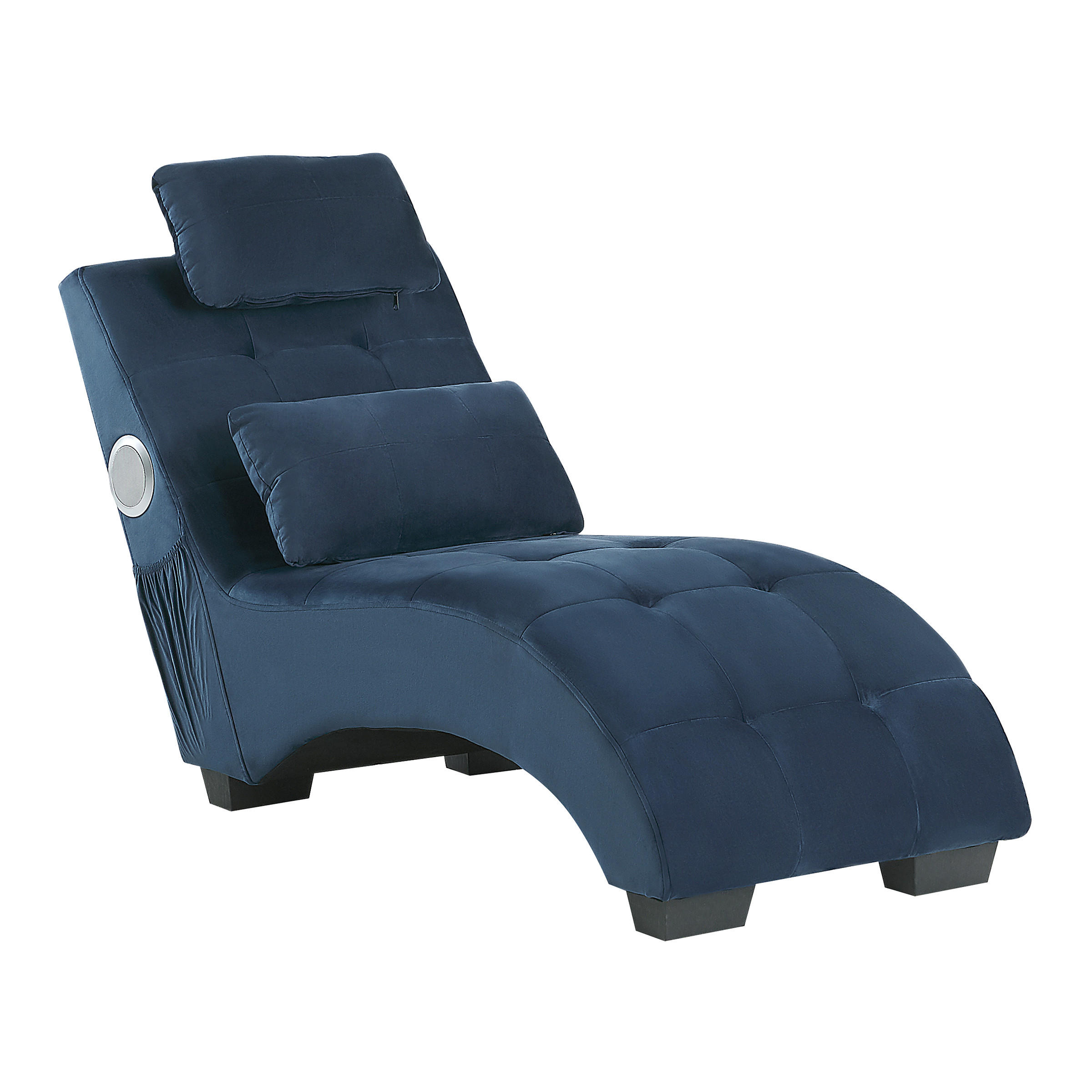 CHAISELONGUE Samtstoff Blau Simorre - Dunkelblau, Textil (157/82/66cm) - Beliani