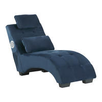 CHAISELONGUE Samtstoff Blau Simorre - Dunkelblau, Textil (157/82/66cm) - Beliani