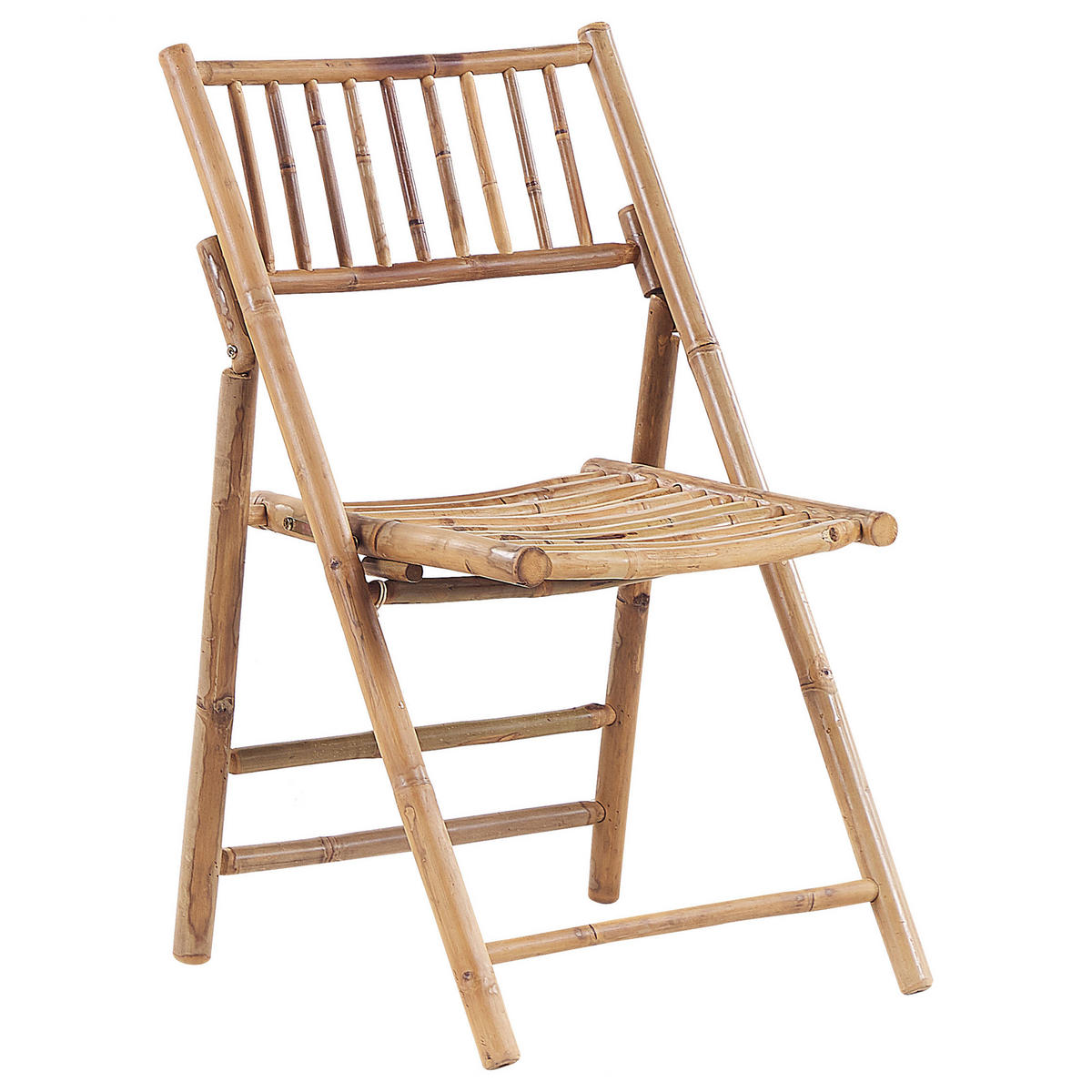 BALKONSET 2-Sitzer Bambusholz hellbraun Auflagen cremeweiß zusammenklappbar Savelletri - Hellbraun/Weiß, Holz/Textil - Beliani