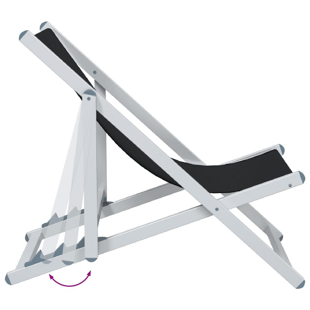 STRANDSTÜHLE 2Er Set Klappbar Schwarz Aluminium Und Textilene - Schwarz, Metall (57/80/97.5cm) - vidaXL