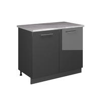 SPÜLENUNTERSCHRANK Fame-Line, Anthrazit Hochglanz/Anthrazit, 100 cm, AP Marmor - Schwarz Hochglanz/Anthrazit, Holzwerkstoff (100/82/60cm) - Vicco