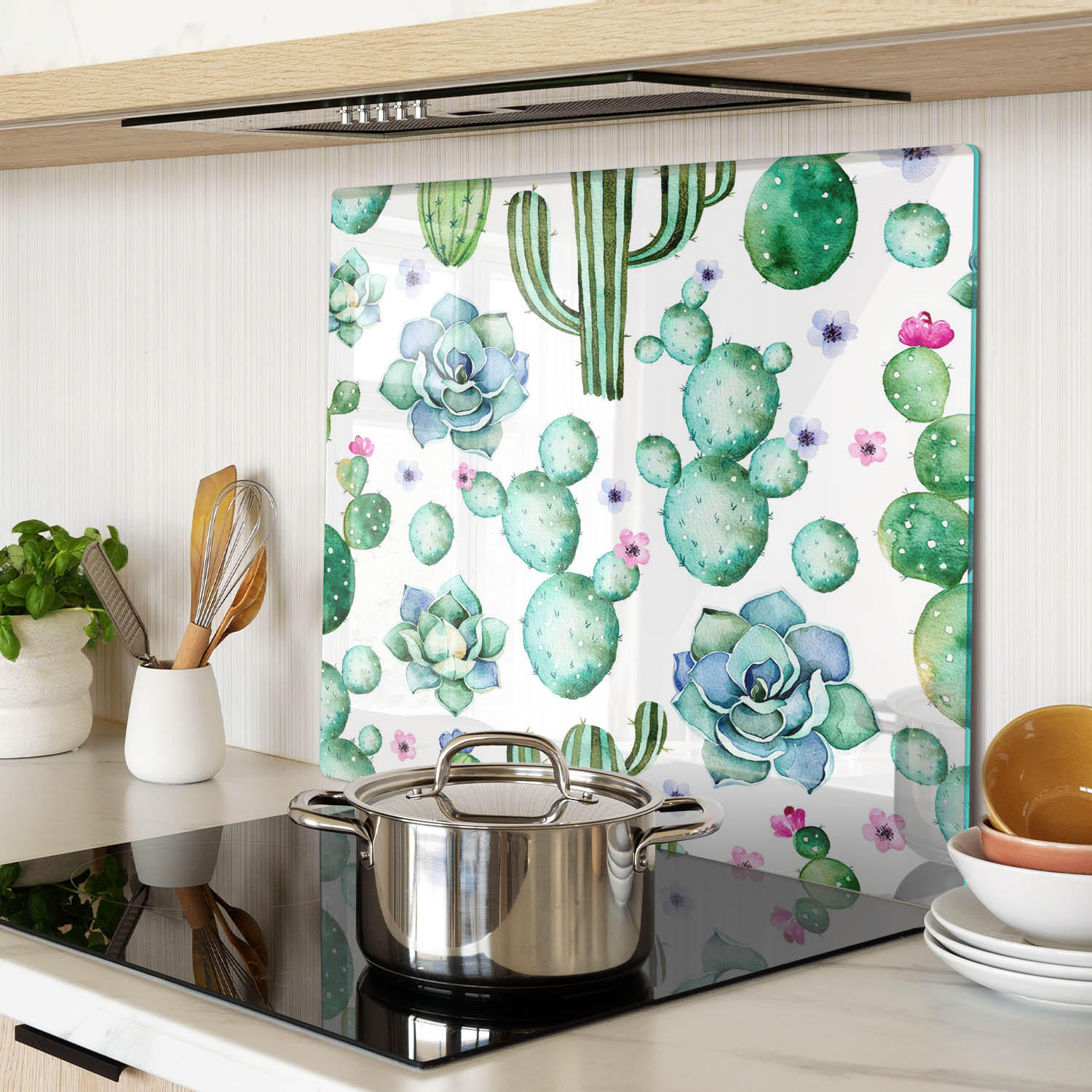 GLASPLATTE 60x52 cm Kakteen - Grün, Glas (60/0.4/52cm) - TULUP