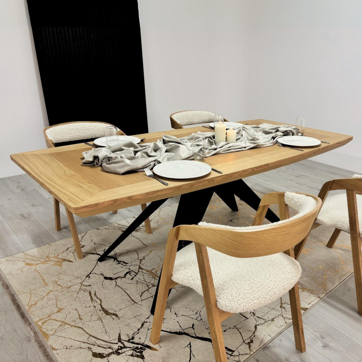 ESSTISCH FERRUM Ausziehbar 180 - 280 / 100 x 76 cm - Eichefarben/Schwarz, Holz (180/100/76cm) - MASSENO