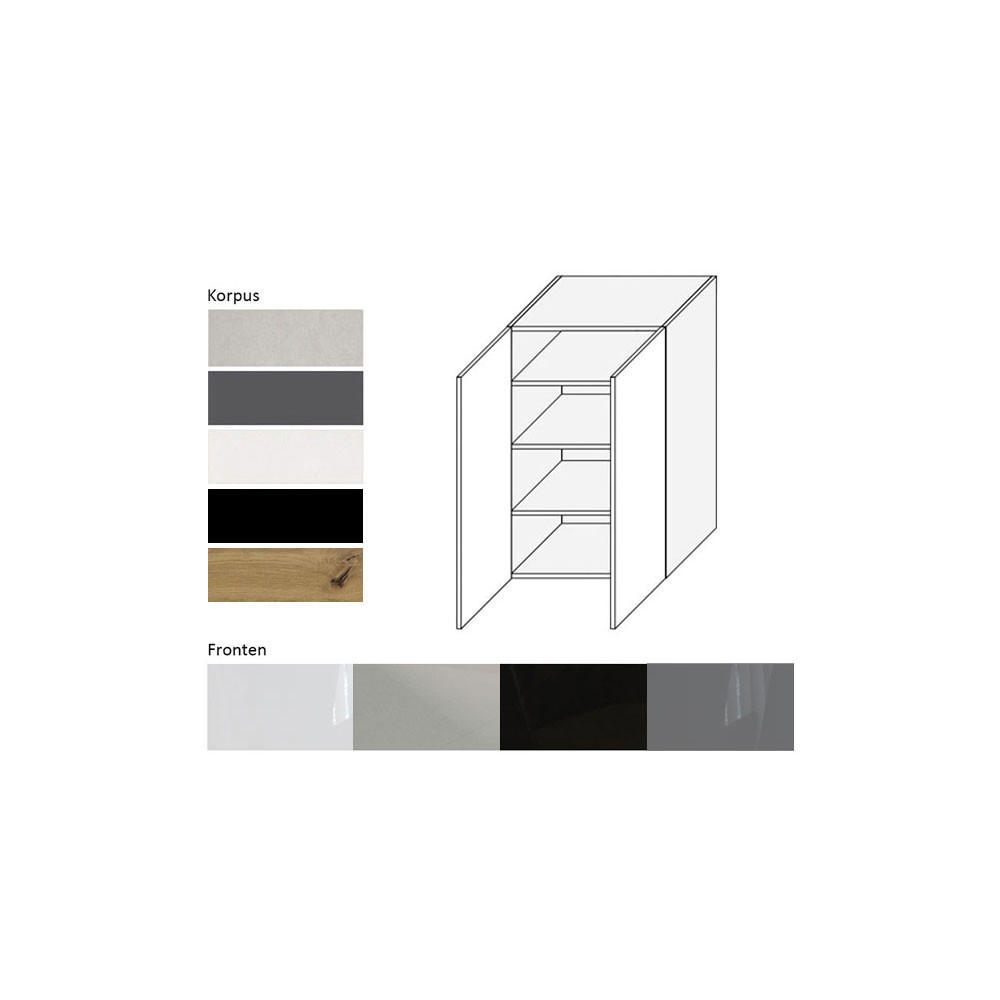 Thumbnail - Feldmann-Wohnen Küchenhängeschrank, Graphit, Schwarz, Holz, 3 Fächer, Rechteckig, 60x96x32.5 cm, Küchen, Küchenmöbel, Kü...