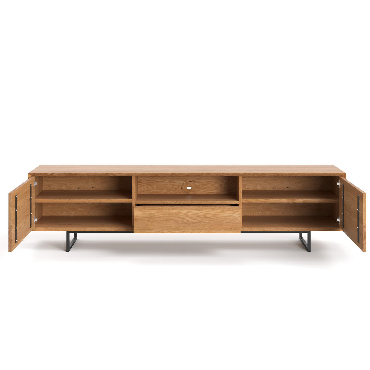 TV-SCHRANK Ruvo aus massivem Eichenholz 220 cm - Eichefarben/Naturfarben, Holz (220/55/45cm) - Danzz