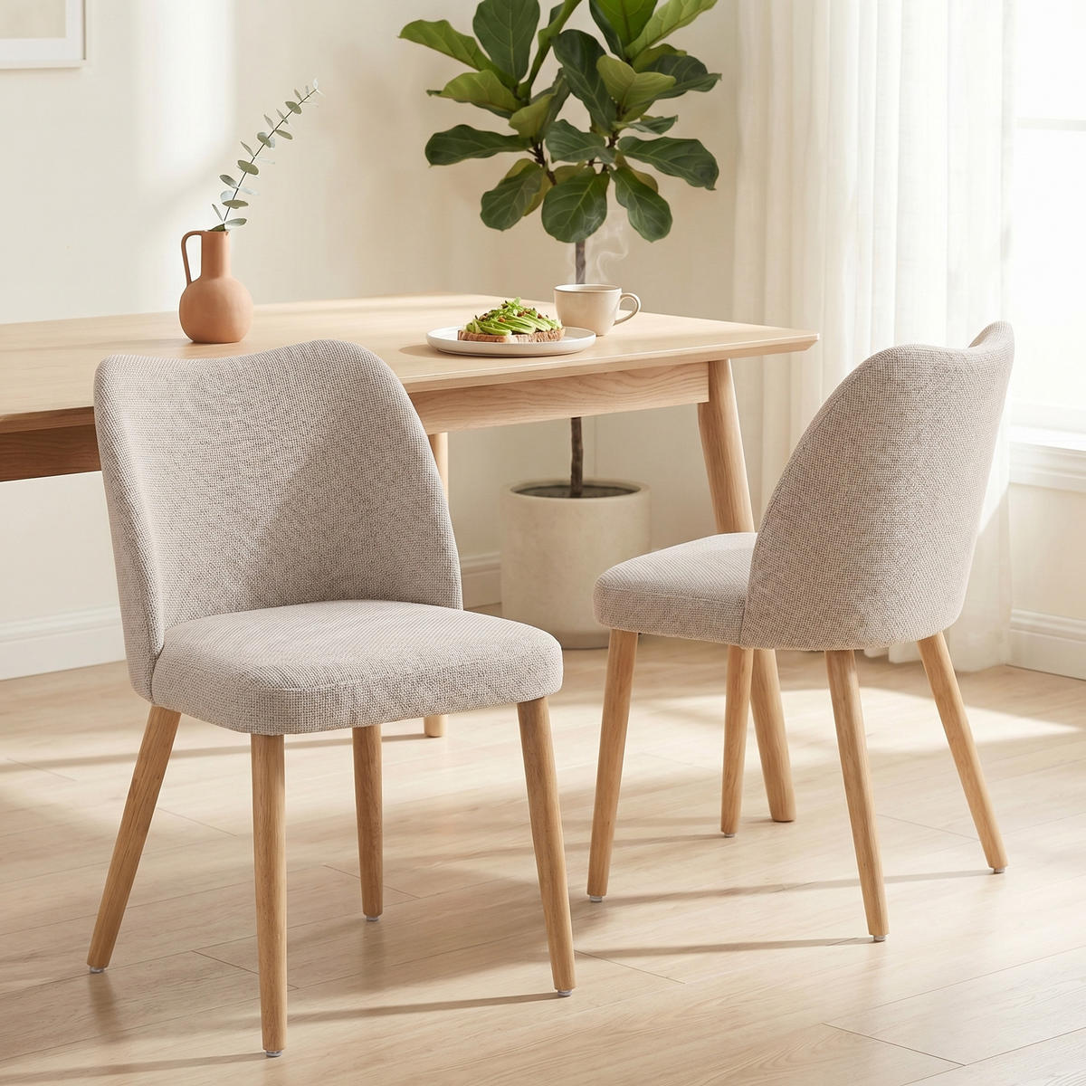 ESSZIMMERSTÜHLE 2er Set Polyester Cremeweiß - Creme, Textil (46/76/52cm) - HOMCOM