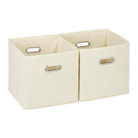 2XAUFBEWAHRUNGSBOX - Beige, Wellpappe/Textil (30/30/30cm) - Relaxdays