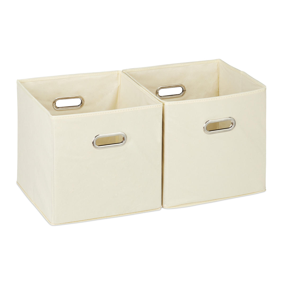 2XAUFBEWAHRUNGSBOX - Beige, Wellpappe/Textil (30/30/30cm) - Relaxdays