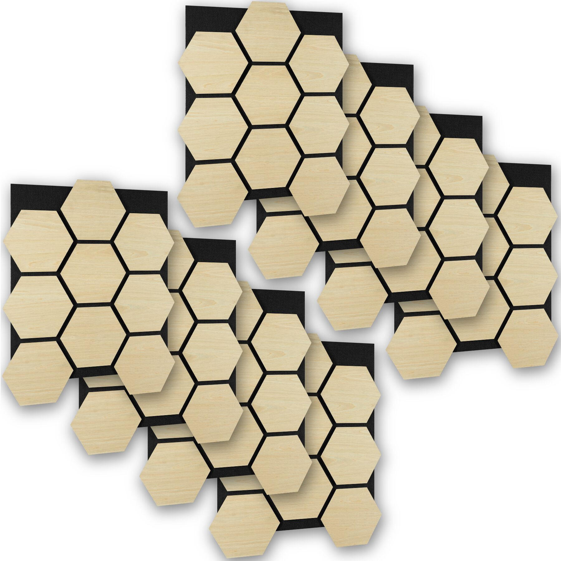 AKUSTIKPANEELE Sonic Shield, je 76 x 62 x 1,8 cm, Größe flexibel anpassbar, Eiche hell - Eichefarben, Holz (62/1.8/76cm) - tectake