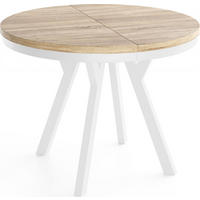 ESSTISCH Vero Neo rund ausziehbar verlängerbar, Eiche Sonoma Hellbraun 80-130/80/77 cm - Weiß/Sonoma Eiche, Holz/Holzwerkstoff (80/80/77cm) - WFL GROUP