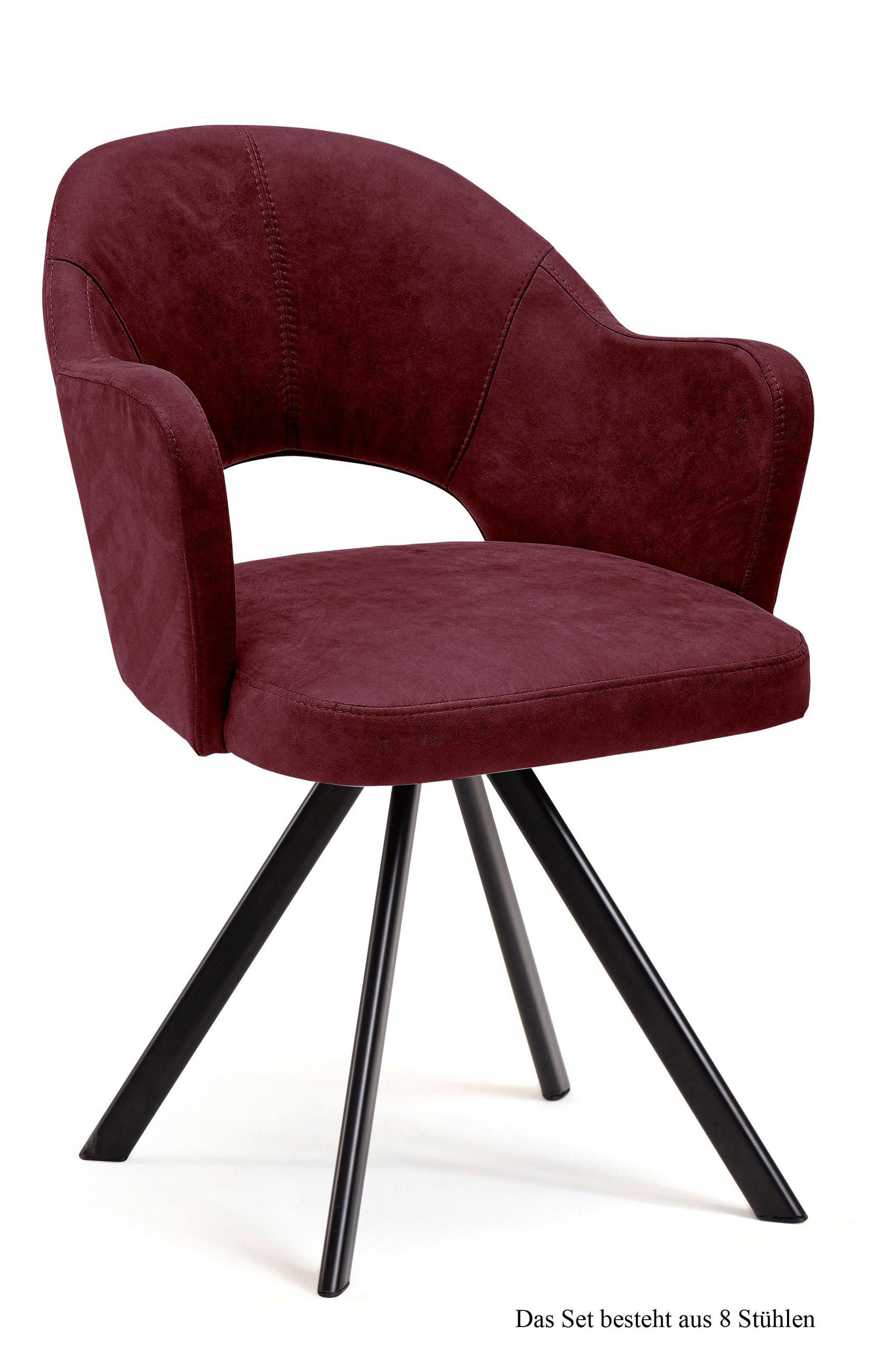 ARMLEHNSTUHL (8er-Set) Debor 59x87x61 Schwarz/Marsala - Brombeere/Schwarz, Kunststoff (61/87/59cm) - 58aufmkessel