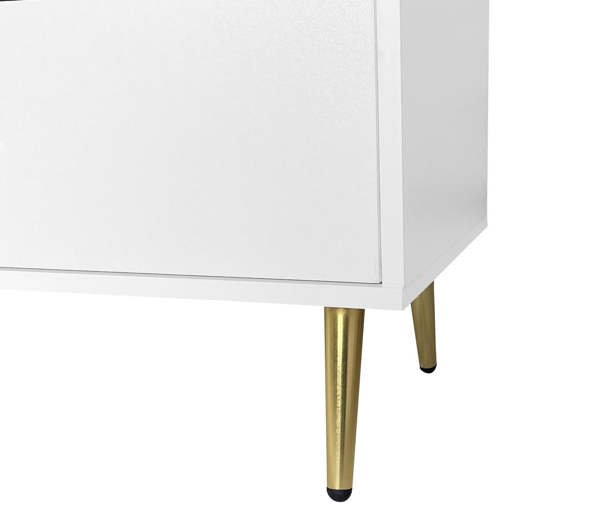 SIDEBOARD mit 6 Schubladen und Goldenen Akzenten, 140/35/76cm - Weiß, Holzwerkstoff/Metall (140/76/35cm) - Urban Meuble