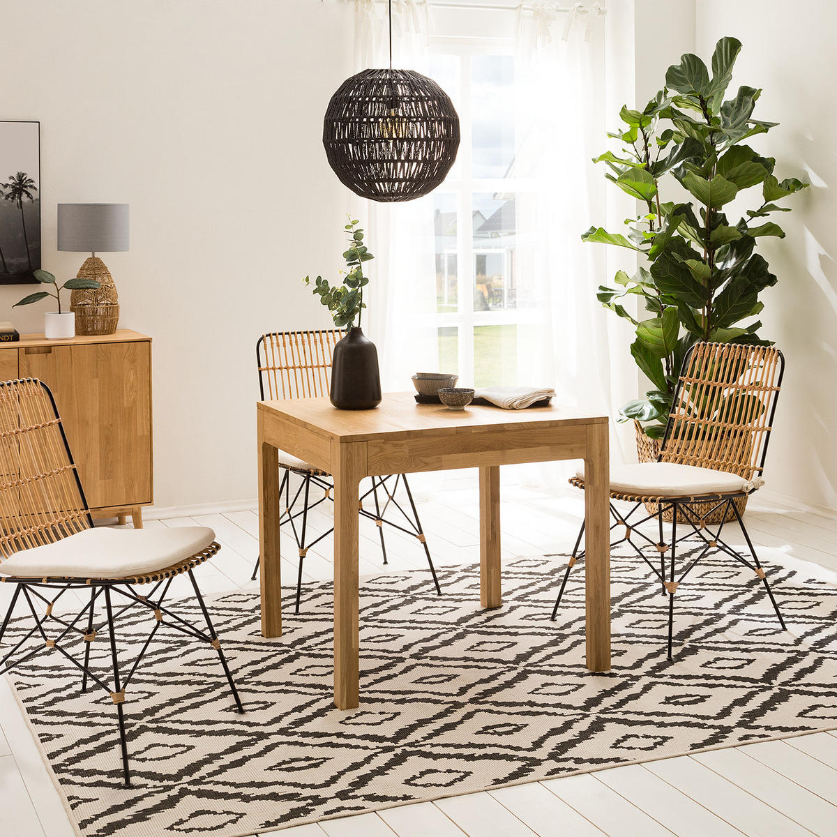 ESSTISCH - Massivholz - Eichefarben, Holz (85/80/75cm) - home24