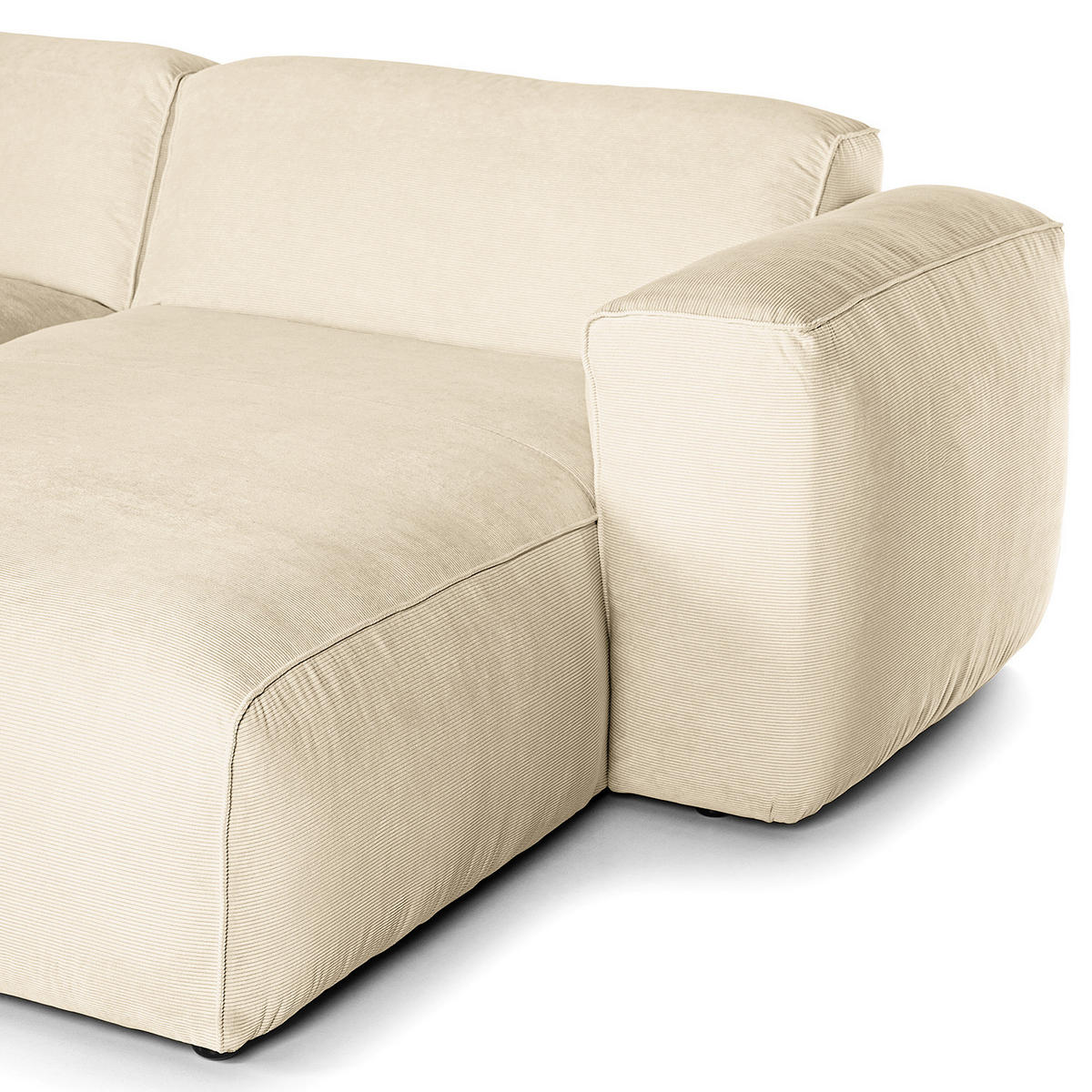 WOHNLANDSCHAFT mit Longchair - Beige/Schwarz, Kunststoff/Textil (325/71/235cm) - home24