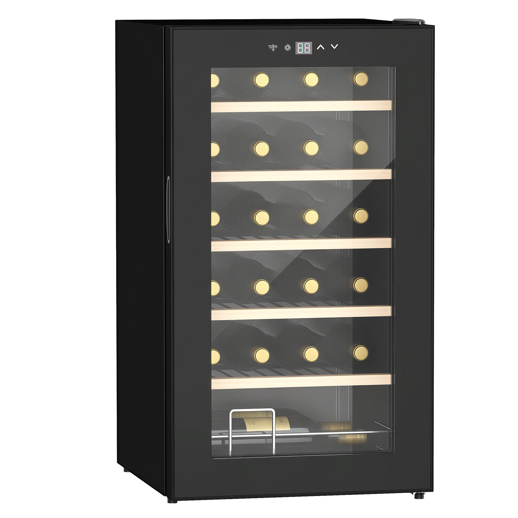 WEINKÜHLSCHRANK DE-17432 24 Flaschen, 5-20°C regelbar mit LED Schwarz - Schwarz, Metall (45/75/43cm) - ComfortXL