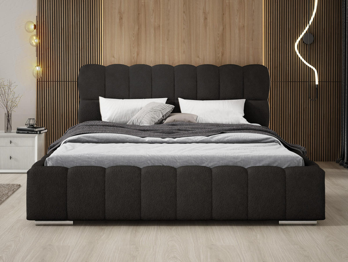 POLSTERBETT 160x200 cm Avilla mit Bettkasten, Lattenrost, Boucle, Schwarz - Schwarz, Holz/Textil (160/200cm) - Emporius