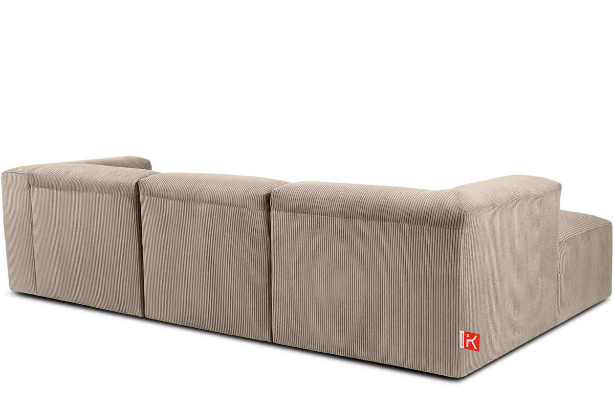 ECKMODULSOFA-LINKS BUFFO mit extrem weicher und bequemer Sitzfläche, Kordstoff, beige - Beige, Textil (297/180cm) - KONSIMO®