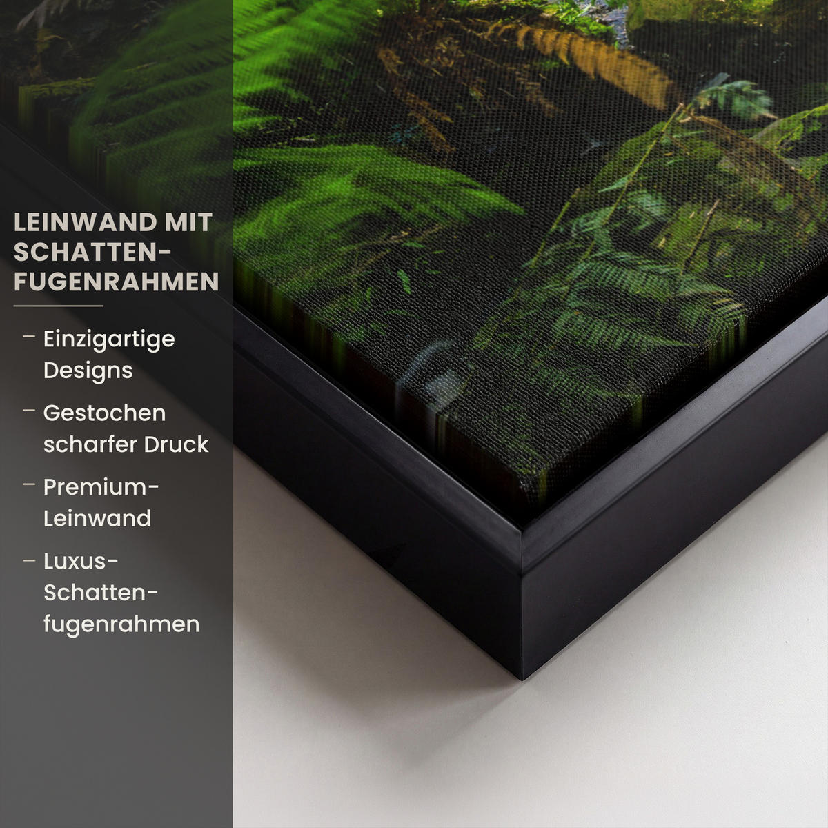 LEINWAND Bilder mit Rahmen - Dschungel - Wasserfall - Australien - Pflanzen - Natur - 30x40 - Dunkelgrün, Textil (30/40cm) - MuchoWow