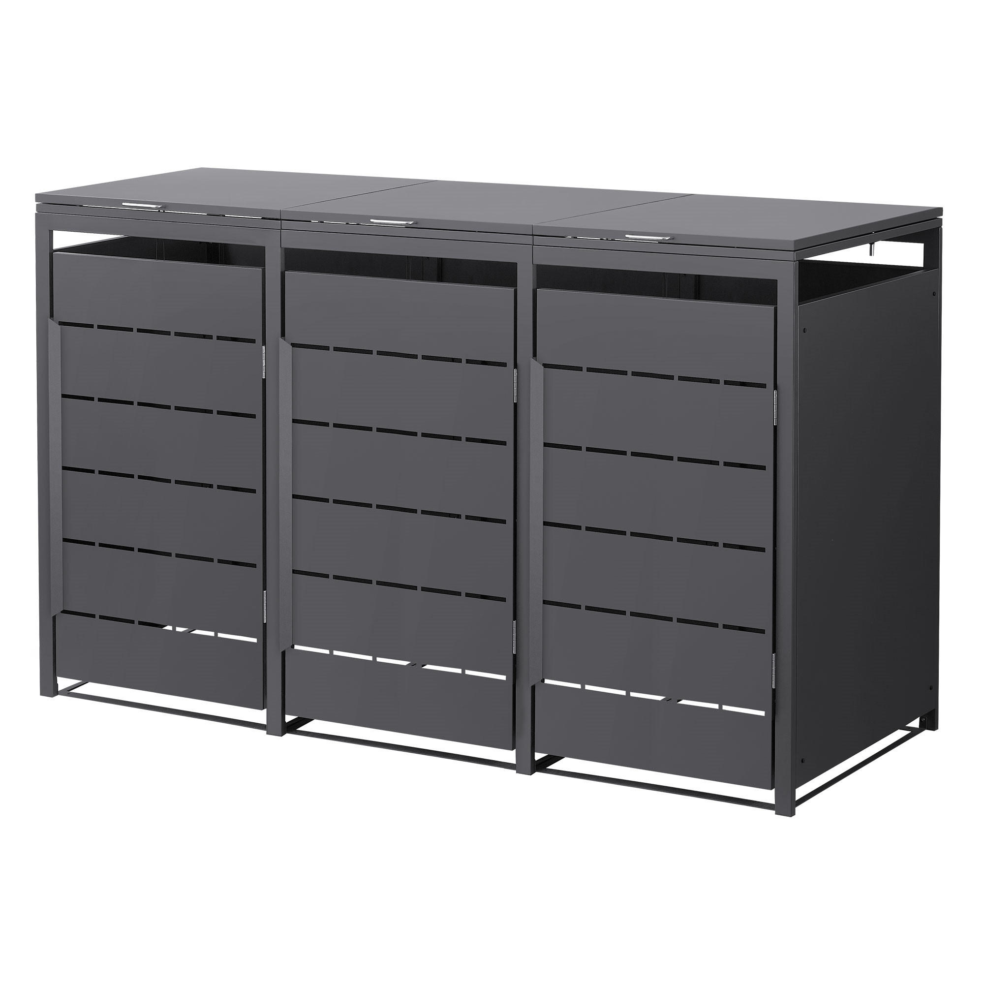 ML-DESIGN KONTEJNER NA ODPADKOVÉ KOŠE, sada 3 ks, 240 l, 196 x 80 x 120 cm, antracitová ocel, odolný proti povětrnostním vlivům