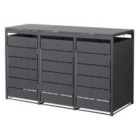 MÜLLTONNENBOX 3er 240L 196x80x120 cm Anthrazit aus Stahl wetterfest - Anthrazit, Metall (80/120/196cm) - ML-DESIGN