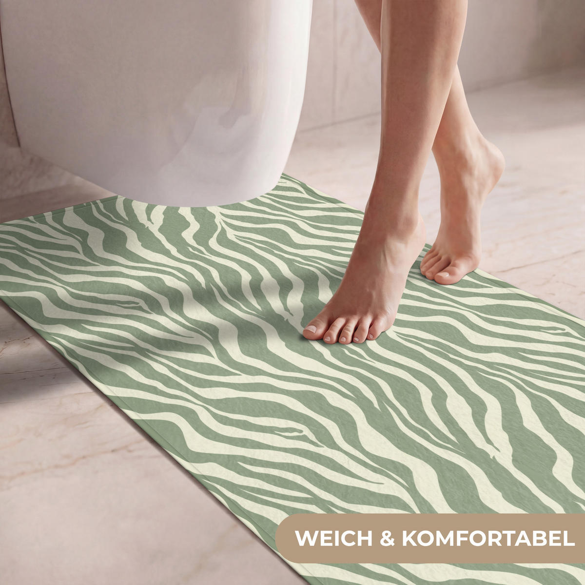 WC PŘEDLOŽKA Zebra - Motiv - zelená 60x120 cm - šalvějově zelená, textil/plast (60/1cm) - OnlyWow