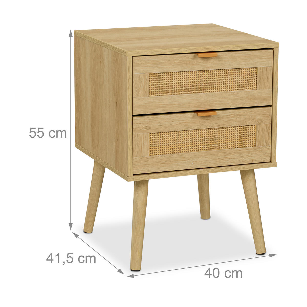 NACHTTISCH - Hellbraun, Holz/Holzwerkstoff (40/55/41.5cm) - Relaxdays