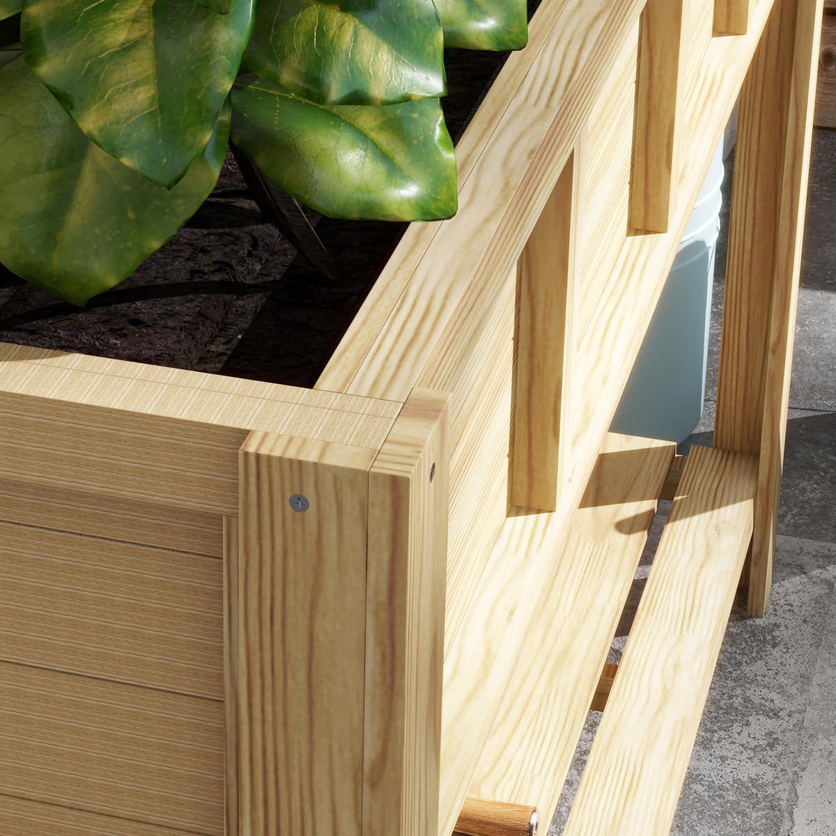 HOCHBEET DE-15997 mit herausnehmbarem Separator Holz - Naturfarben, Holzwerkstoff (115/75/46cm) - ComfortXL