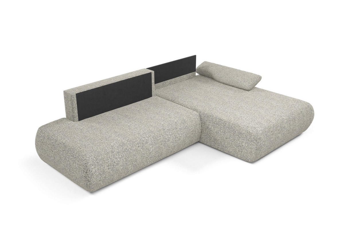 ECKSOFA DELTA R-S Grau Geflochtener Stoff mit Schlaffunktion - Grau, Holz (286/173.5cm) - MASSENO
