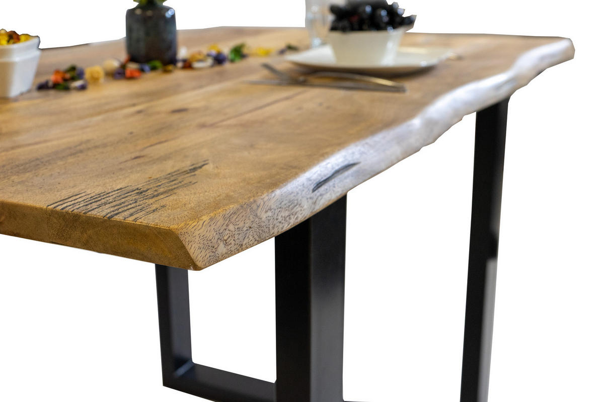 ESSTISCH TIGER - Beige/Schwarz, Holz/Metall (85/160/77cm) - SAM