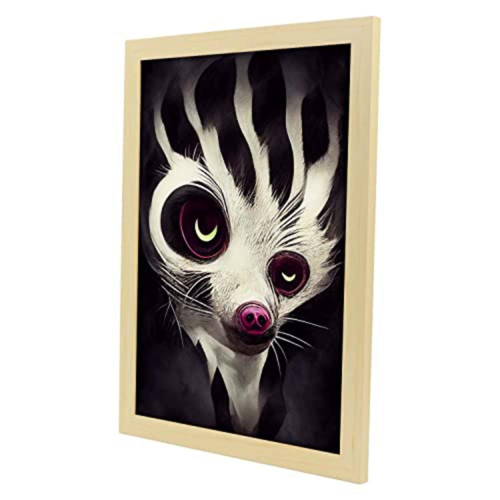 POSTER Set mit 4 Scheu Tier im T Burton Goth Stil A3 Rahmen aus hellem Holz - Beige, Papier (29.7/3cm) - Nacnic