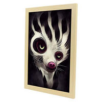 POSTER Set mit 4 Scheu Tier im T Burton Goth Stil A3 Rahmen aus hellem Holz - Beige, Papier (29.7/3cm) - Nacnic