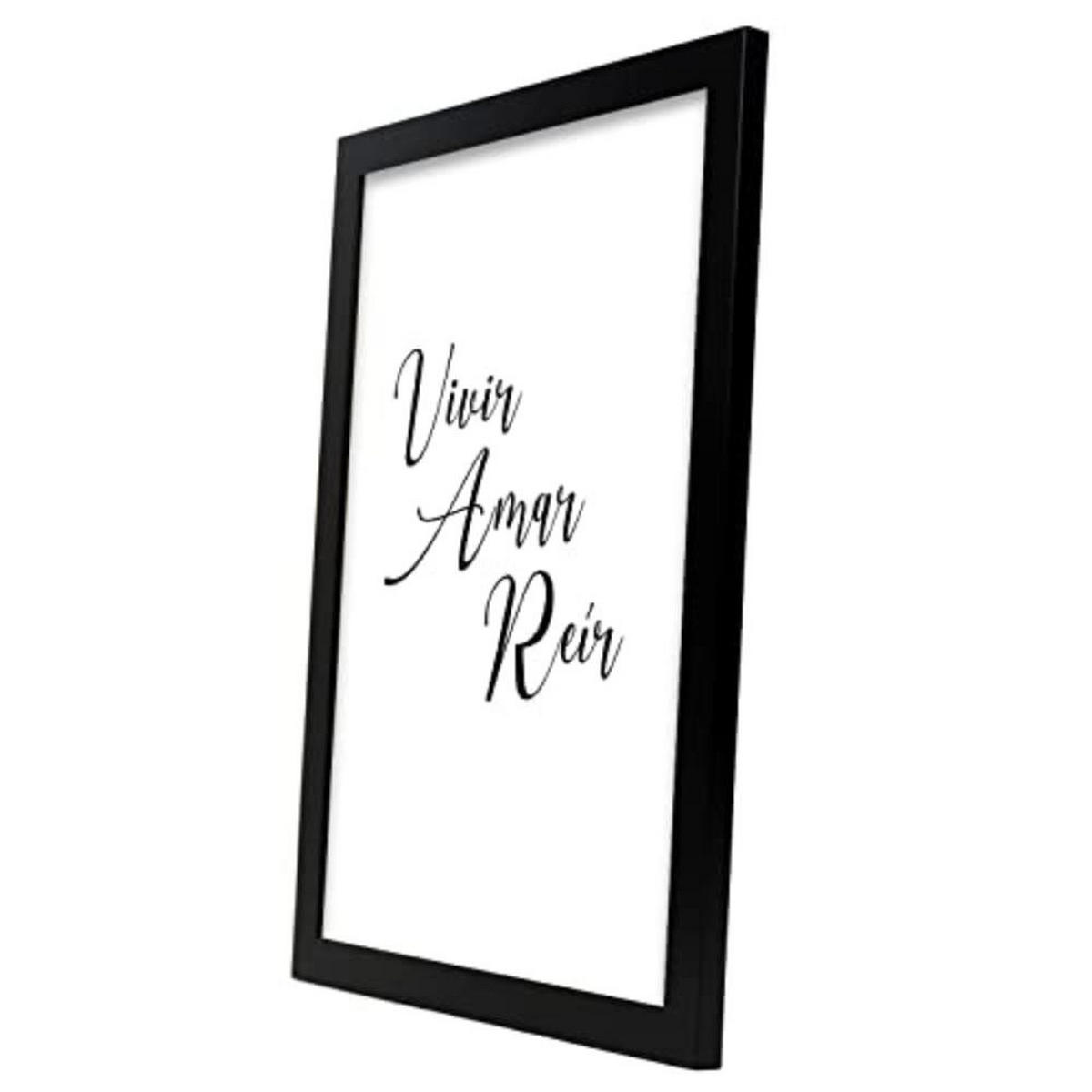 POSTER Set mit 4 Leben TypografieStil A3 Schwarzer Rahmen - Schwarz, Papier (29.7/3cm) - Nacnic