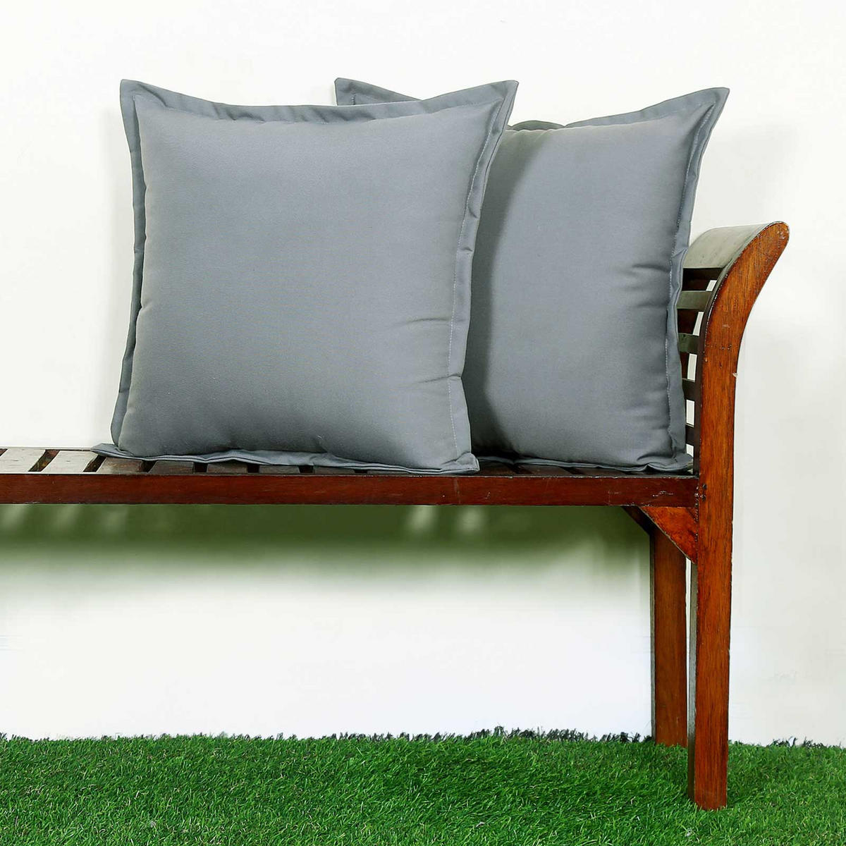 OUTDOOR-KISSEN 2er-Set grau 45/45 cm - Grau, Textil (45/45cm) - Homescapes