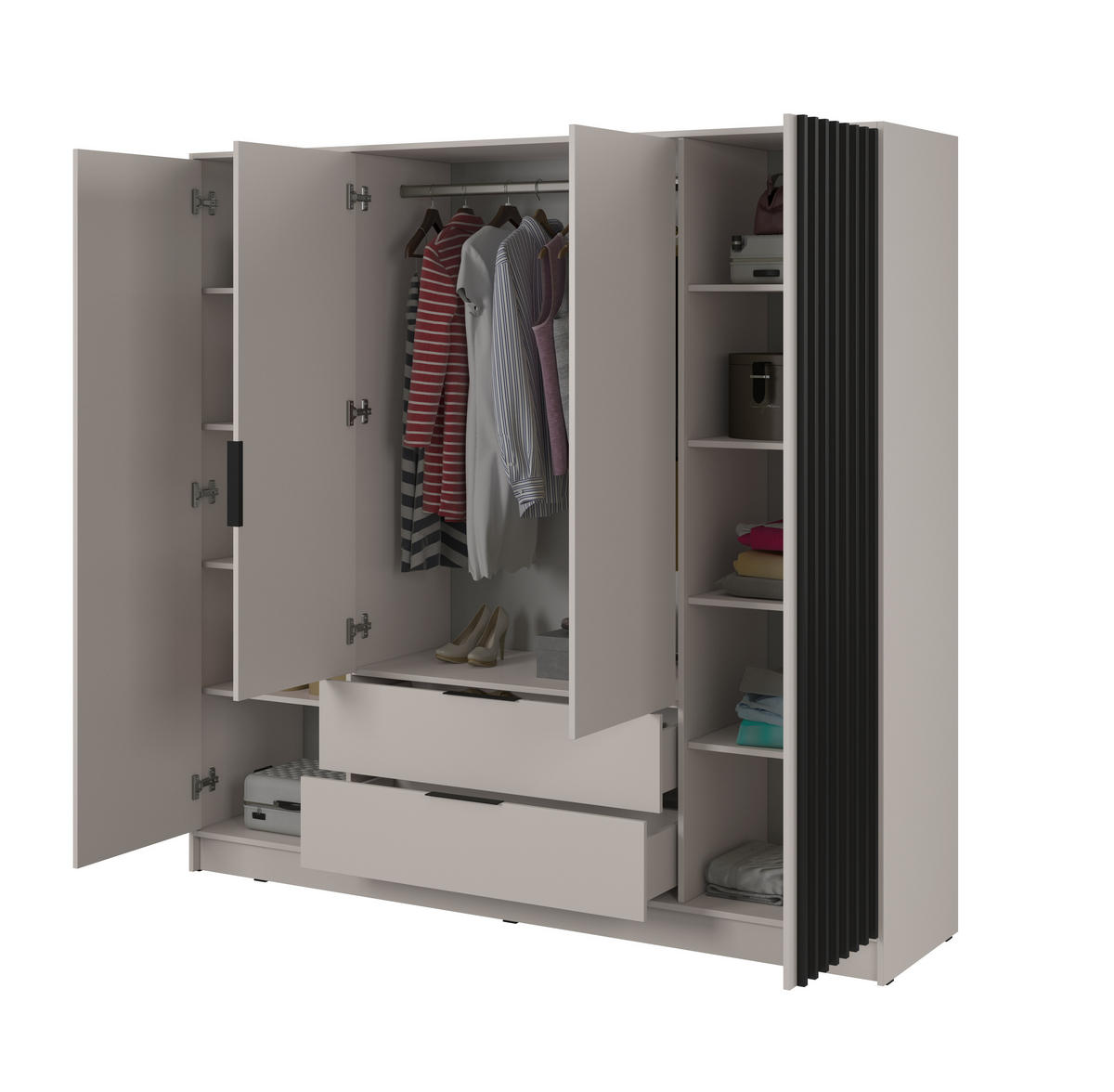 DREHTÜRENSCHRANK - John 4D ohne Spiegiel - Kaschmir - Kaschmir, Holzwerkstoff/Metall (206/200/51cm) - Möblo