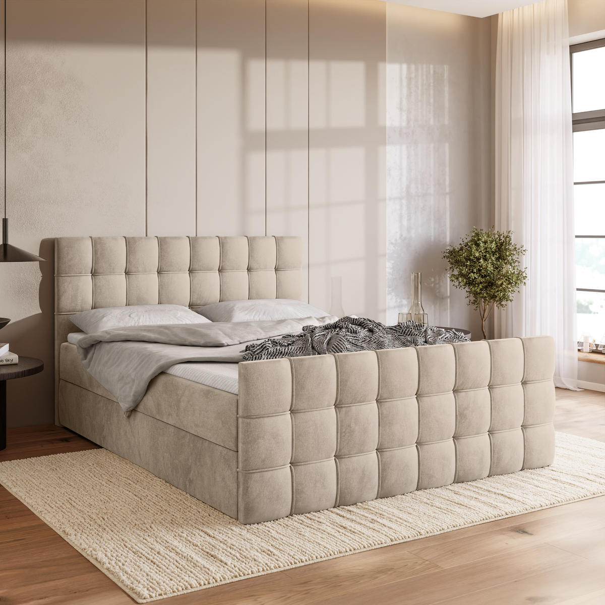 BOXBETT Detroit Duo mit Topper 180/200 Creme - Creme, Textil (180/200cm) - Bromarkt