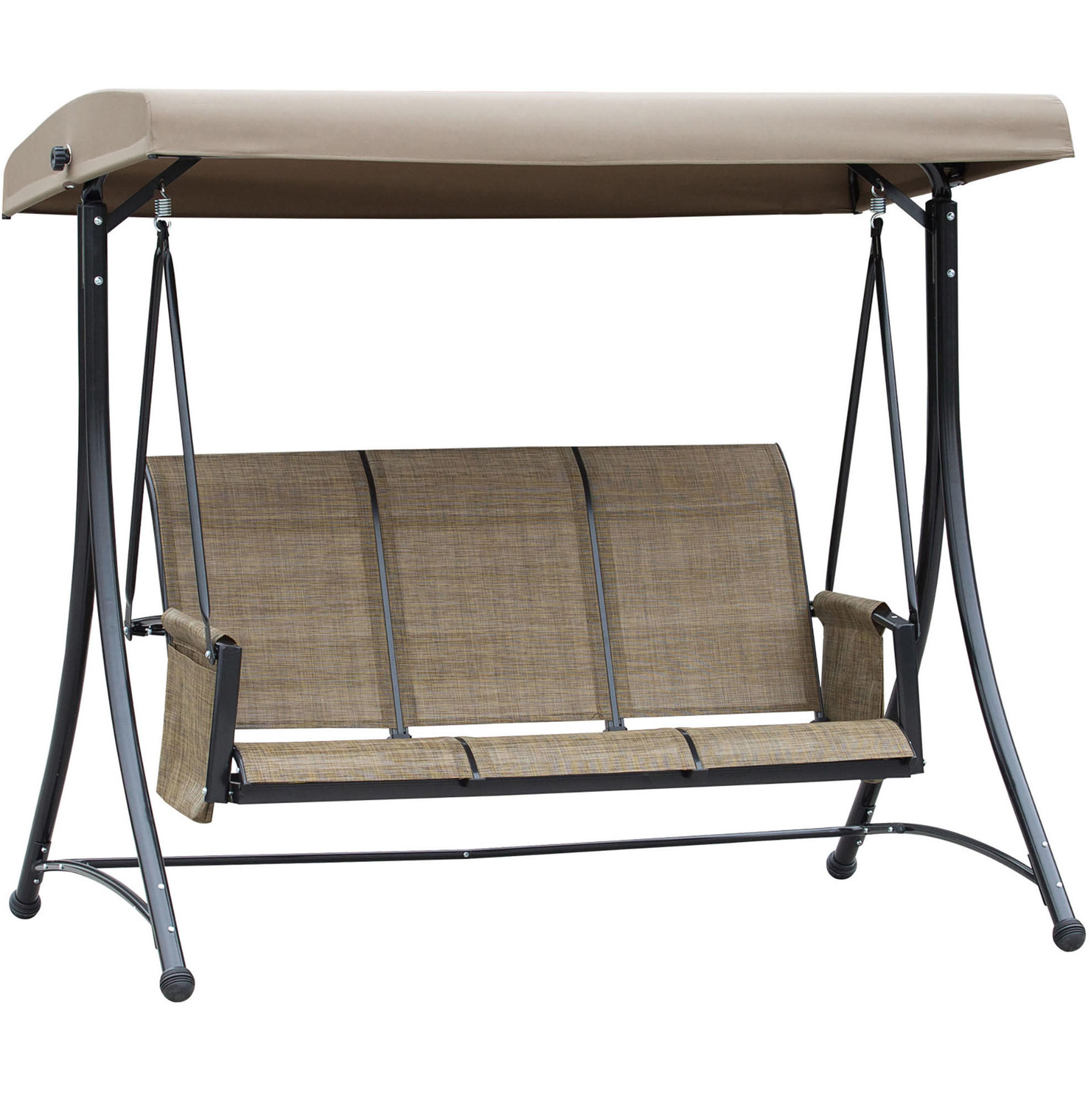 HOLLYWOODSCHAUKEL aus Metall 196 x 128 x 172 cm in Braun mit verstellbarem Sonnendach - Braun, Metall (128/172/196cm) - Modfu