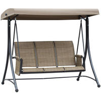 HOLLYWOODSCHAUKEL aus Metall 196 x 128 x 172 cm in Braun mit verstellbarem Sonnendach - Braun, Metall (128/172/196cm) - Modfu