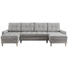 WOHNLANDSCHAFT Colin U Velvet Hellgrau - Hellgrau/Braun, Holz/Textil (290/75/140cm) - MKS