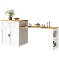 KÜCHENINSEL 80/70/95,5 cm weiß aus MDF mit Ausziehtisch - Weiß, Holzwerkstoff (80/95.5/70cm) - OKWISH