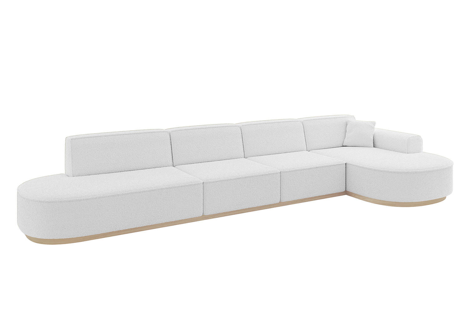ECKSOFA Ottomane Rechts MARI-L3-v1 - 413x171x83 cm Weiß Bouclé - Weiß, Holzwerkstoff/Textil (171/413cm) - ALTDECOR