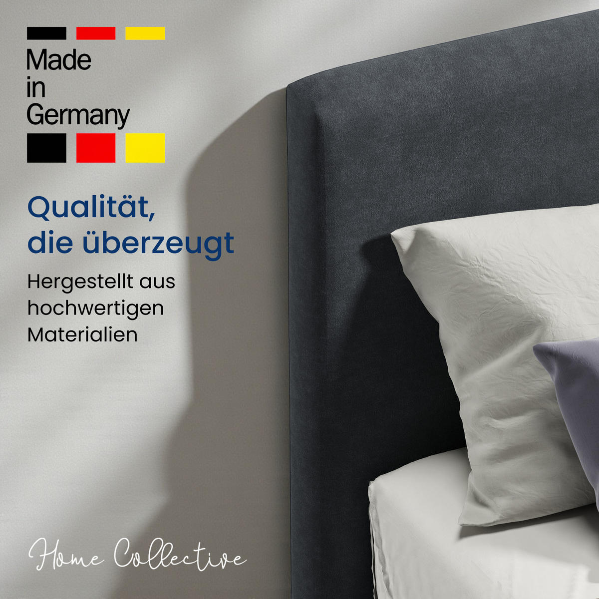 BOXSPRINGBETT mit Bonnell Matratze, mit Kopfteil, 140 x 200 cm, in Dunkelgrau - Anthrazit, Naturmaterialien (140/200cm) - Home Collective