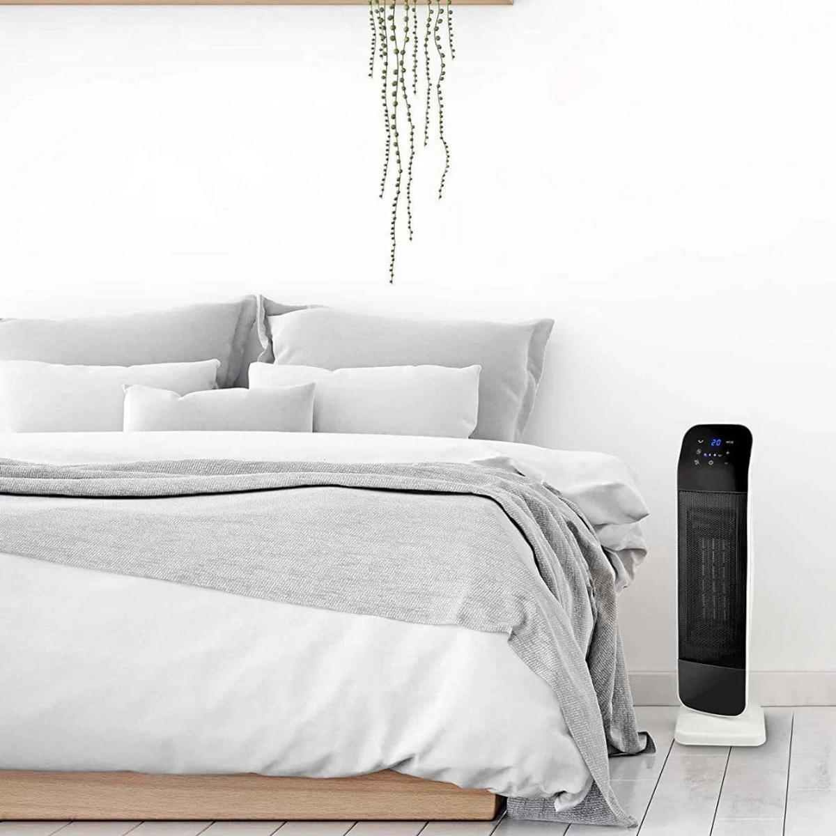 KERAMIK HEIZLÜFTER Schwarz 2000W Standgerät mit Fernbedienung, Elektroheizung, Heizgerät, Raumheizer, Schnellheizer, Oszillation, Thermostat - Schwarz, Kunststoff (18/61/20cm) - Alpina