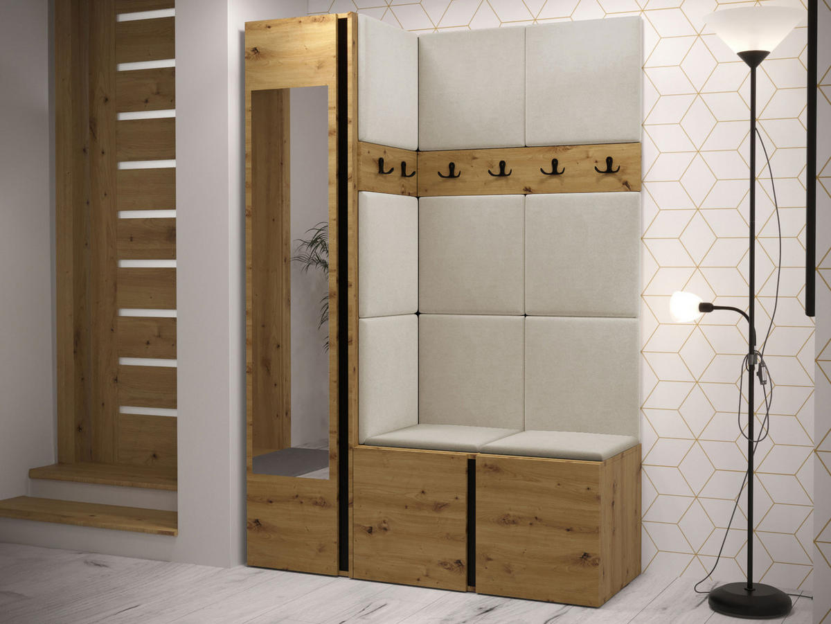 GARDEROBEN-SET Orion X - Beige/Eiche Artisan, Holzwerkstoff/Kunststoff (124/186/46cm) - MIRJAN24