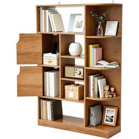 BÜCHERREGAL mit 9 offenen Regalböden und 2 Türen Eichenfarbe 80 x 24 x 120 cm - Braun, Holzwerkstoff (24/80/120cm)
