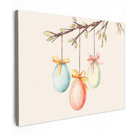 LEINWANDBILD Osterkuchen - Schleife - Eier Wandbilder 80x60 cm - Creme, Textil (80/60cm) - MuchoWow